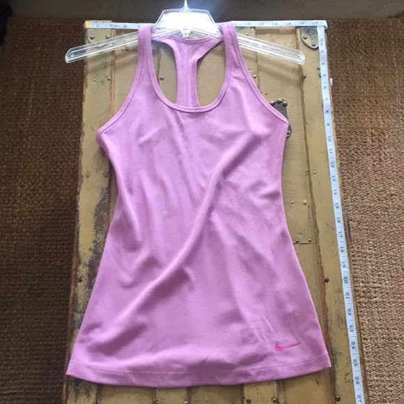 NIKE DRIFIT PINK STRETCH RIB BODYCON WORKOUT TANK TOP S - Picture 2 of 7